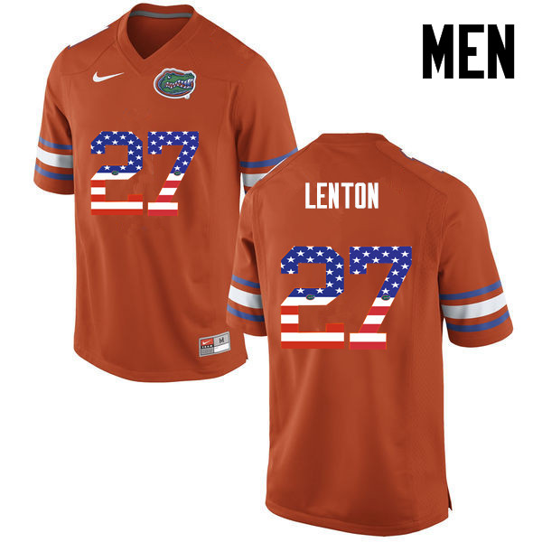 Men Florida Gators #27 Quincy Lenton College Football USA Flag Fashion Jerseys-Orange - Click Image to Close